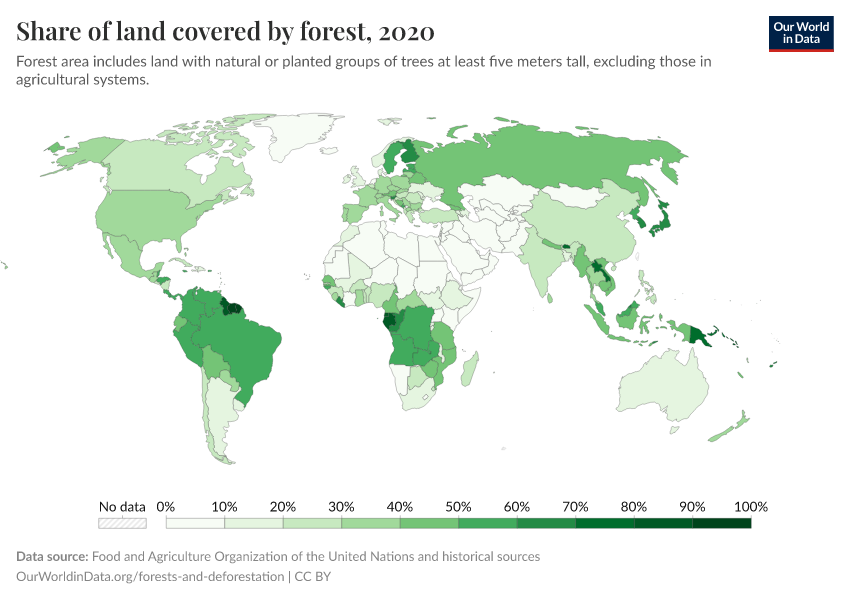 A thumbnail of the "Share of land covered by forest" chart
