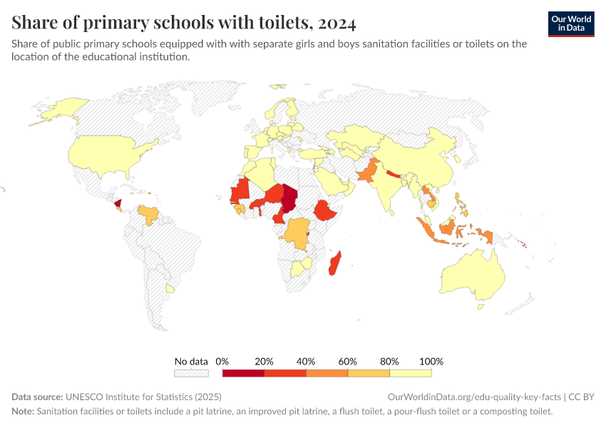 A thumbnail of the "Share of primary schools with toilets" chart