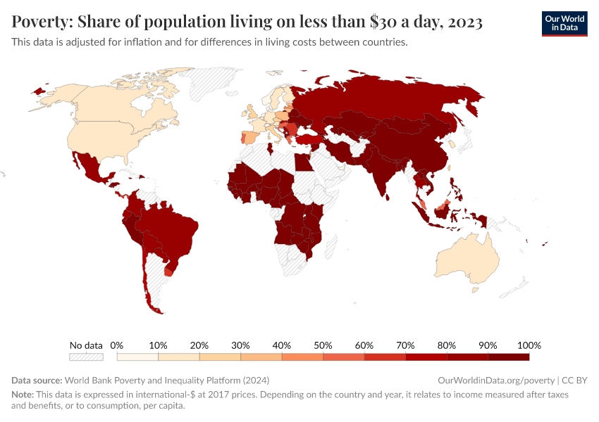 A thumbnail of the "Poverty: Share of population living on less than $30 a day" chart