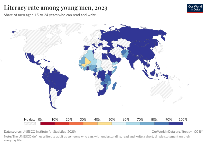 A thumbnail of the "Literacy rate among young men" chart